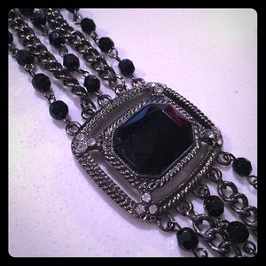 Edwardian style ornate jet crystal bracelet